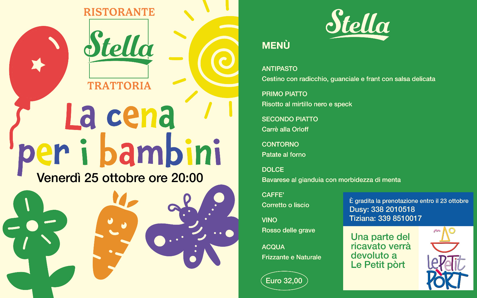 LA CENA PER I BAMBINI – 25 OTTOBRE